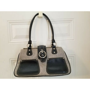 New York & Company Purse Shoulder Bag Signature Logo Handbag Black Gray